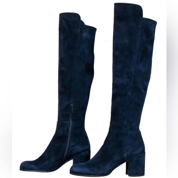 Stuart Weitzman “ALLJACK” Over the Knee Navy Suede Boot, Size 7.5 - Picture 1 of 9